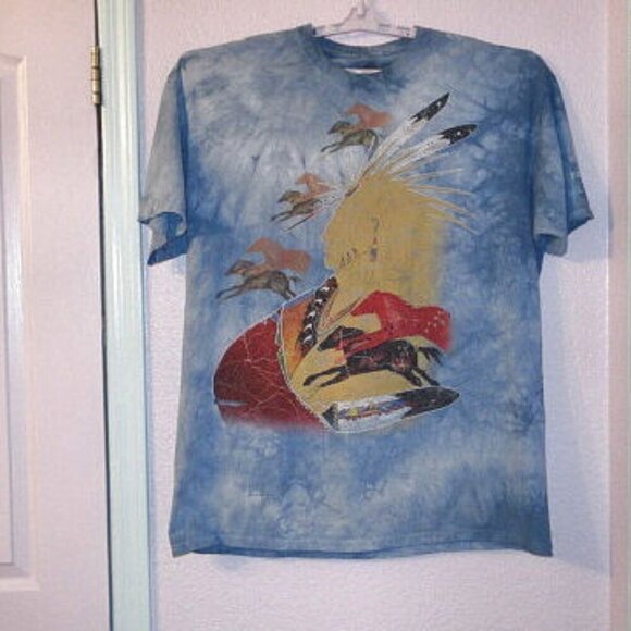 VTG The Mountain HORSE Visions Size 2XL T-SHIRT Native WARRIOR Mohawk 2001 AZ - Picture 1 of 9